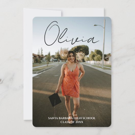 Modern Script Photo Collage Graduation Party Kaart (Voorkant)