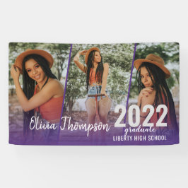 Modern Script Photo Collage Paars Afstuderen Spandoek