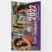 Modern Script Photo Collage Paars Afstuderen Spandoek (Verticaal)