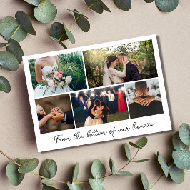 Modern Script Photo Collage Wedding Hartelijk dank Bedankkaart