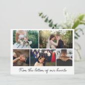 Modern Script Photo Collage Wedding Hartelijk dank Bedankkaart (Staand voorkant)