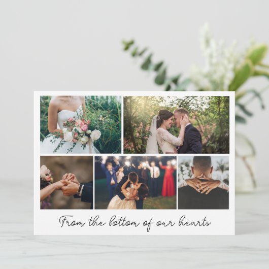 Modern Script Photo Collage Wedding Hartelijk dank Bedankkaart (Staand voorkant)