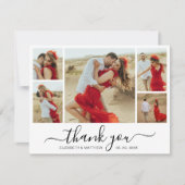 Modern Script Photo Collage Wedding Hartelijk dank Bedankkaart (Voorkant)