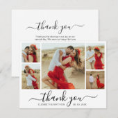 Modern Script Photo Collage Wedding Hartelijk dank Bedankkaart (Voorkant / Achterkant)