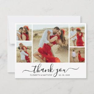 Modern Script Photo Collage Wedding Hartelijk dank Bedankkaart