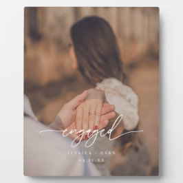 Modern Script Photo Custom Engagement Fotoplaat