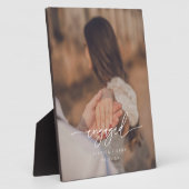Modern Script Photo Custom Engagement Fotoplaat (Zijkant)