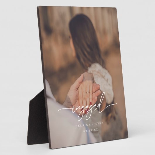Modern Script Photo Custom Engagement Fotoplaat (Zijkant)