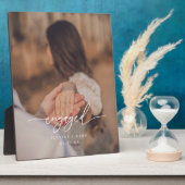 Modern Script Photo Custom Engagement Fotoplaat (Zijkant)