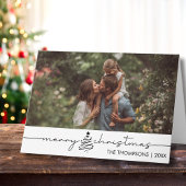 Modern Script Photo Family Christmas Custom Kaart