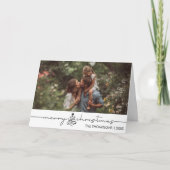 Modern Script Photo Family Christmas Custom Kaart (Voorkant)