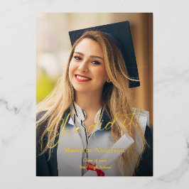 Modern Script Photo Graduation Announcement Folie Uitnodiging