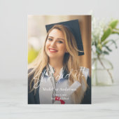 Modern Script Photo Graduation Announcement Kaart (Staand voorkant)