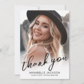 Modern Script Photo Graduation Bedankkaart (Voorkant)