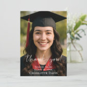 Modern script photo Graduation Bedankkaart (Staand voorkant)