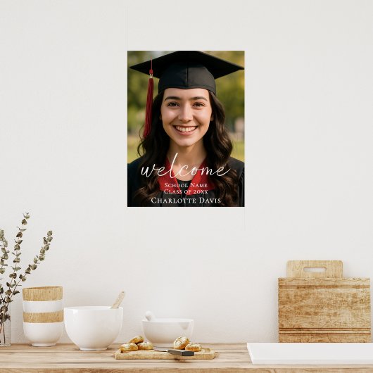 Modern script photo Graduation Party welcome Poster (Keuken)