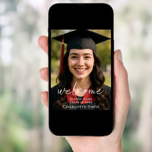 Modern script photo Graduation Party welcome Poster