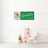 Modern Script Photo Green Afstuderen Spandoek (Insitu)