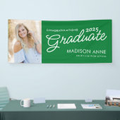 Modern Script Photo Green Afstuderen Spandoek (Beurs)
