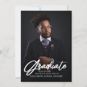 Modern Script Photo High School Afstuderen Aankondiging (Voorkant)