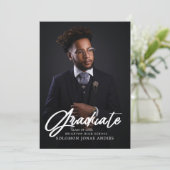 Modern Script Photo High School Afstuderen Aankondiging (Staand voorkant)