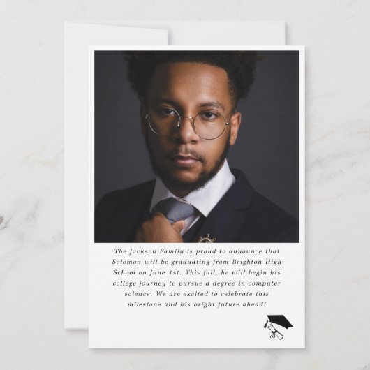 Modern Script Photo High School Afstuderen Aankondiging (Achterkant)