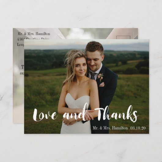 Modern Script Photo Liefde en Bedankt Briefkaart (Voorkant / Achterkant)