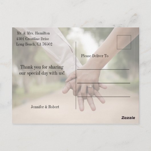 Modern Script Photo Liefde en Bedankt Briefkaart (Achterkant)