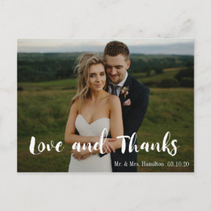 Modern Script Photo Liefde en Bedankt Briefkaart