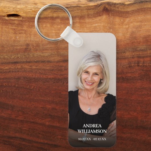 Modern Script Photo Memorial in liefdevolle herinn Sleutelhanger (Voorkant)