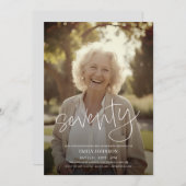 Modern Script Photo Minimal 70th Birthday Kaart (Voorkant / Achterkant)