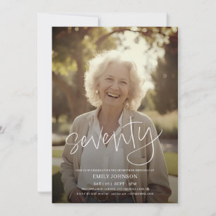 Modern Script Photo Minimal 70th Birthday Kaart