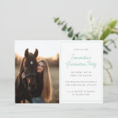 Modern Script Photo Mint Green Graduation Party Kaart (Staand voorkant)