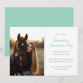 Modern Script Photo Mint Green Graduation Party Kaart (Voorkant / Achterkant)