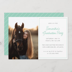 Modern Script Photo Mint Green Graduation Party Kaart
