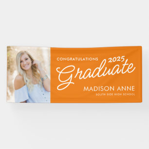 Modern Script Photo Oranje Afstuderen Spandoek