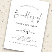 Modern Script Photo Overlay QR Zwart Wit Bruiloft Kaart