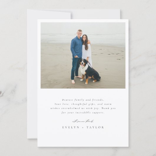 Modern Script Photo Overlay Wedding Message Bedankkaart (Achterkant)
