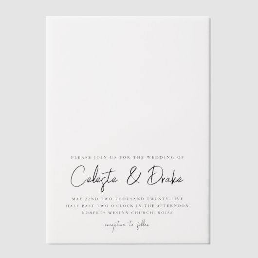 Modern Script Photo Overlay Wedding Vellum Uitnodigingen (Voorkant)