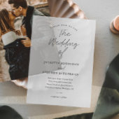 Modern Script Photo Overlay Wedding Vellum Uitnodigingen