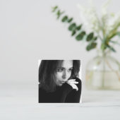 Modern Script Photo QR Code Author Writer Vierkante Visitekaartje (Staand voorkant)
