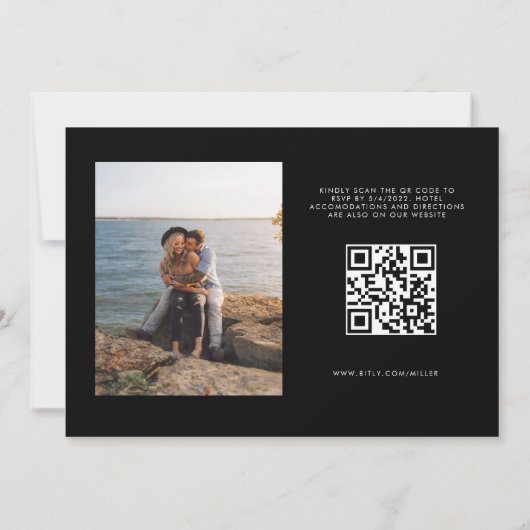 Modern Script Photo QR Code Weddenschap Kaart (Achterkant)