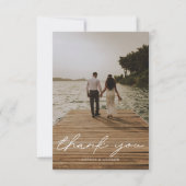 Modern Script Photo QR Code Wedding Bedankkaart (Voorkant)