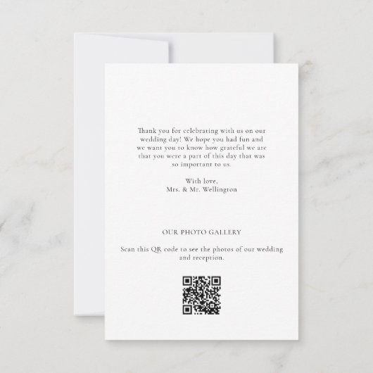 Modern Script Photo QR Code Wedding Bedankkaart (Achterkant)