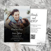 Modern Script Photo QR Code Wedding Kaart