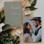 Modern Script Photo Sage Green Wedding Kaart
