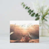 Modern Script Photo Save the Date Briefkaart (Staand voorkant)