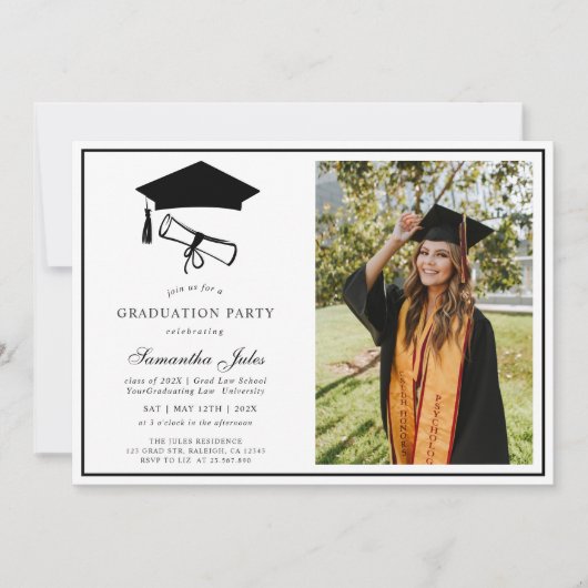 Modern Script Photo School-Afstuderen Kaart (Voorkant)