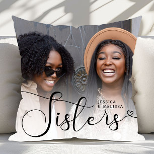 Modern Script Photo Sisters Gift Kussen