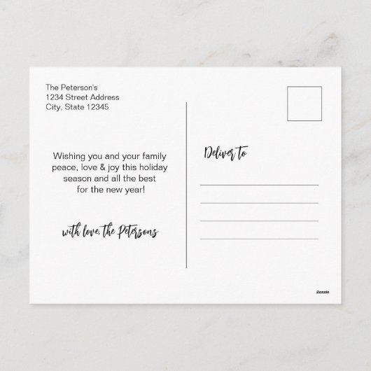 Modern Script Photo Snowy kerstBriefkaart Feestdagenkaart (Achterkant)